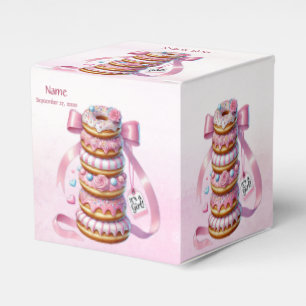 Sprinkle Doughnuts Pink Ribbon Favour Box