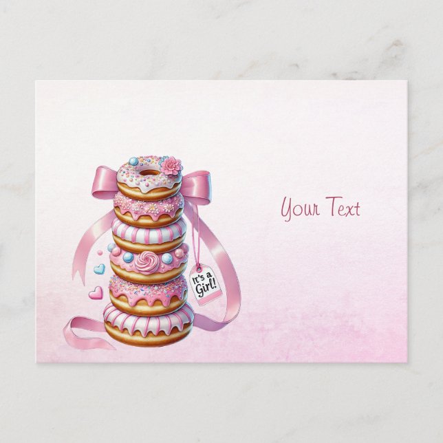 Sprinkle Doughnuts Pink Ribbon Postcard (Front)