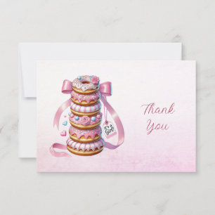 Sprinkle Doughnuts Pink Ribbon Thank You Card