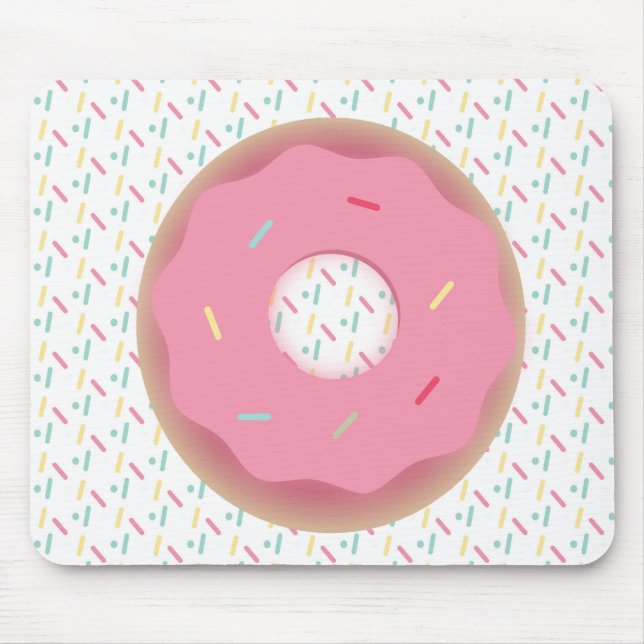 Sprinkle Frosted Pink 3D Doughnut Mouse Pad (Front)
