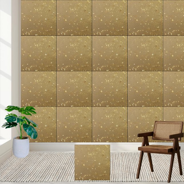 Sprinkle Gold Glitter Wall Fireplace Backdrop  Ceramic Tile (Sprinkle Gold Glitter Wall Fireplace Backdrop Ceramic Tile)