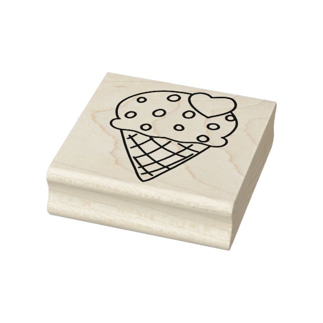 Sprinkle Heart Ice Cream Cone Rubber Stamp (Stamp)