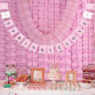 Sprinkle Love Baby Pink Girl Shower Bunting Banner