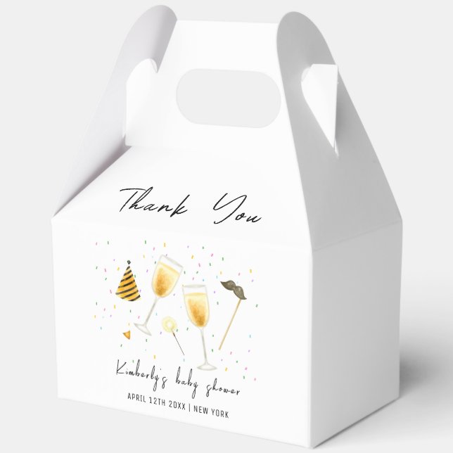 Sprinkle Sip and See Champagne Glass Baby Shower Favour Box (Back)