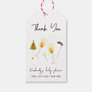 Sprinkle Sip and See Champagne Glass Baby Shower Gift Tags