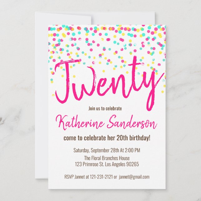 Sprinkle Sparkle Rainbow Polka Dot Birthday Party Invitation (Front)
