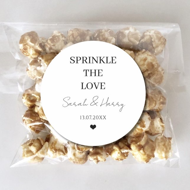 Sprinkle The Love Personalised Wedding Classic Round Sticker (Creator Uploaded)