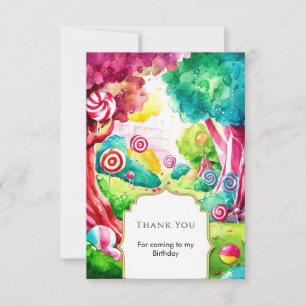 Sprinkle Watercolor Candyland Birthday Thank You Card