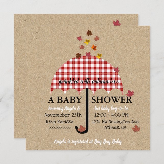 Sprinkle With Autumn Love Rustic Baby Shower Party Invitation (Front/Back)