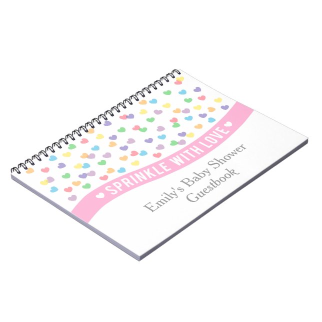 Sprinkle with Love, Baby Shower Guestbook Notebook (Left Side)