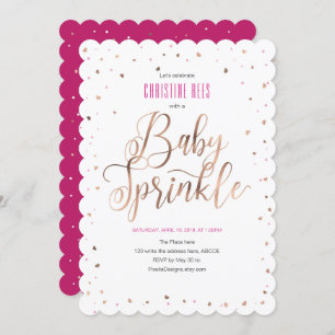 Sprinkle With Love, Modern,RoseGold, Baby Sprinkle Invitation