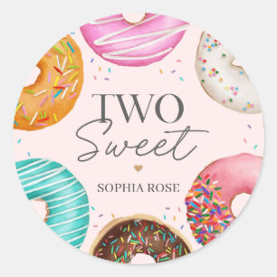 Sprinkled Doughnut 2nd Birthday Party Favour Classic Round Sticker