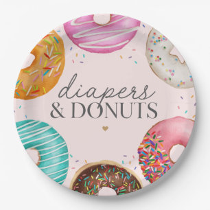 Sprinkled Doughnut Baby Shower Party Decor Paper Plate