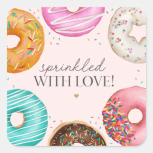 Sprinkled Doughnut Baby Sprinkle Party Favour Square Sticker