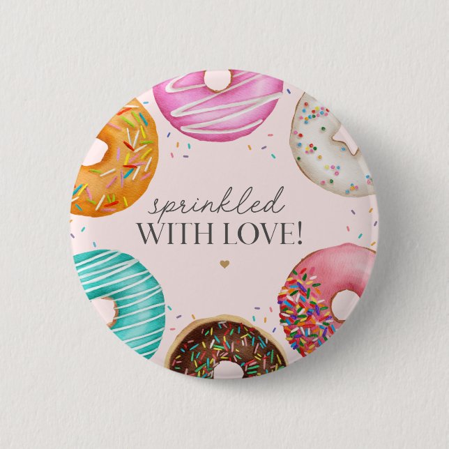 Sprinkled Doughnut Baby Sprinkle Party Table Decor 6 Cm Round Badge (Front)