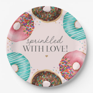 Sprinkled Doughnut Baby Sprinkle Party Table Decor Paper Plate