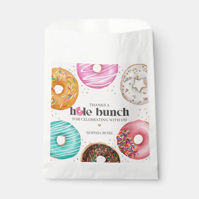 Sprinkled Doughnut Birthday Party or Baby Shower  Favour Bag (Front)