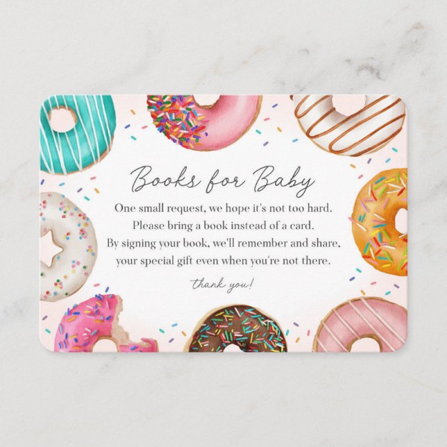 Sprinkled Doughnut Books for Baby Invitation Inser (Front)