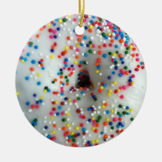 Sprinkled Doughnut Ceramic Ornament