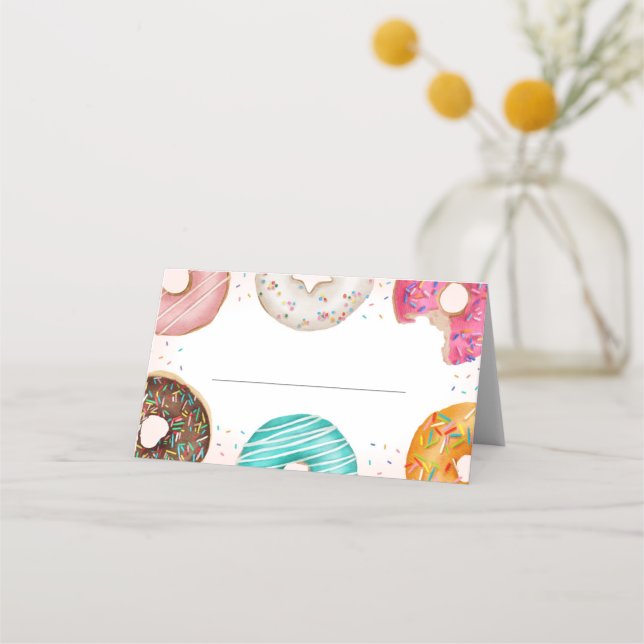 Sprinkled Doughnut Place Card Birthday or Baby Sho (Front)