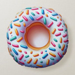 Sprinkled Doughnut Round Pillow – Fun and Realisti