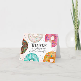 Sprinkled Doughnut Thank You Card Birthday or Baby