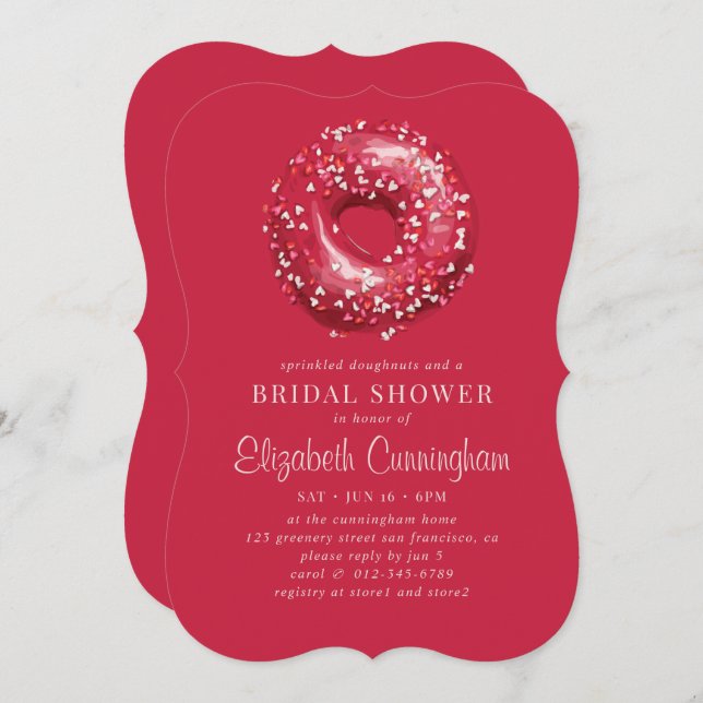 Sprinkled Doughnuts and a Bridal Shower Invitation (Front/Back)