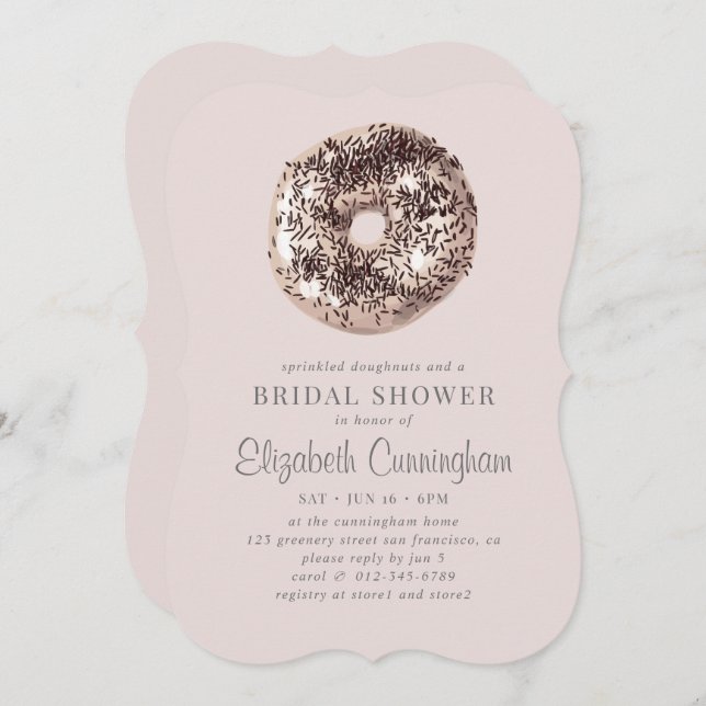 Sprinkled Doughnuts and a Bridal Shower Invitation (Front/Back)