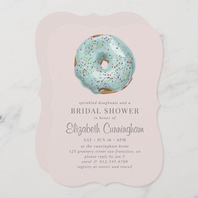 Sprinkled Doughnuts and a Bridal Shower Invitation (Front/Back)