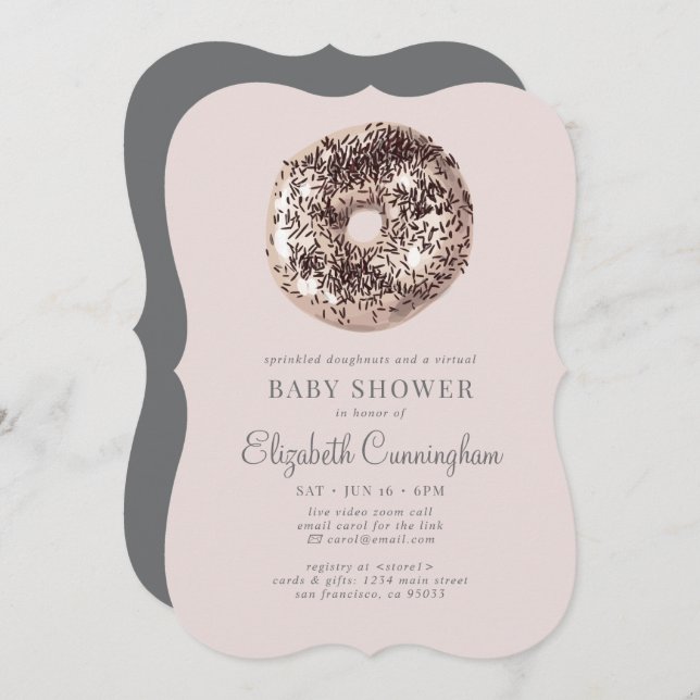 Sprinkled Doughnuts and a Virtual Baby Shower Invitation (Front/Back)