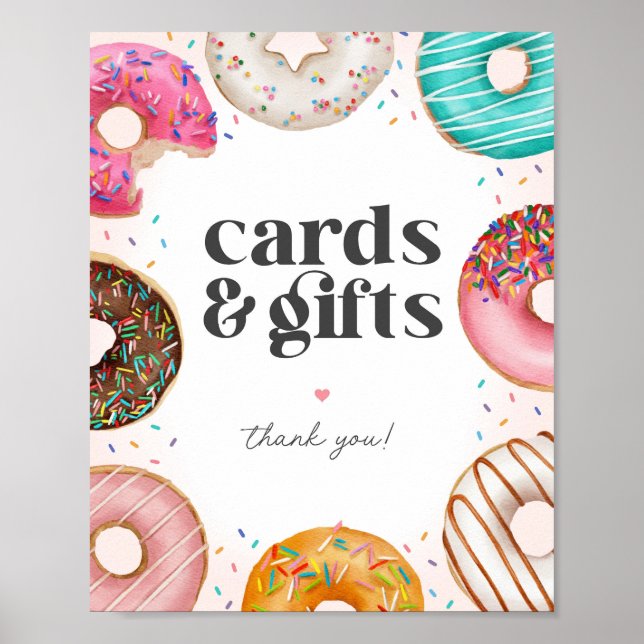 Sprinkled Doughnuts Birthday Cards and Gifts Sign (Front)
