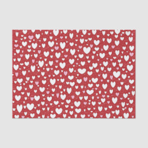 Sprinkled White and Pink Hearts Tissue Paper