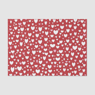 Sprinkled White and Pink Hearts Tissue Paper