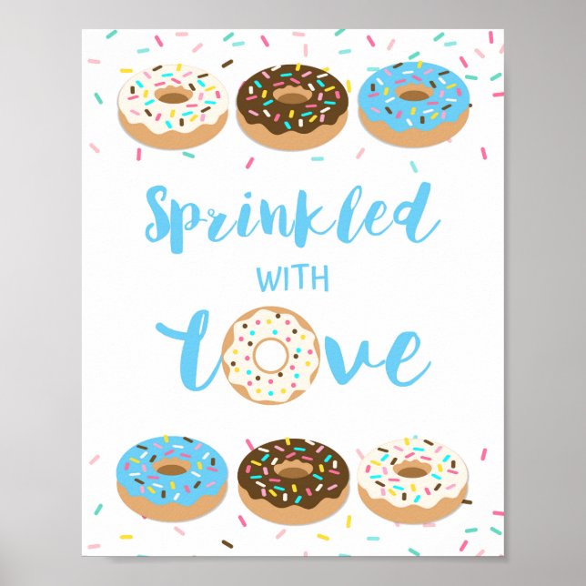Sprinkled with Love Baby Shower Sign Blue Doughnut (Front)