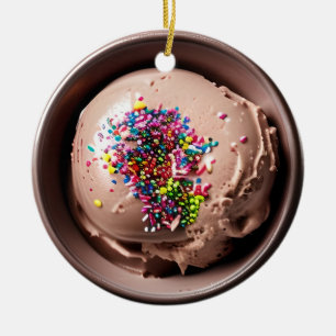 Sprinkled with Love Chocolate Ice Cream Christma Ceramic Ornament