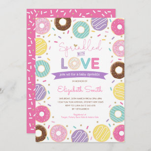 Sprinkled With Love   Donut Baby Shower Invitation