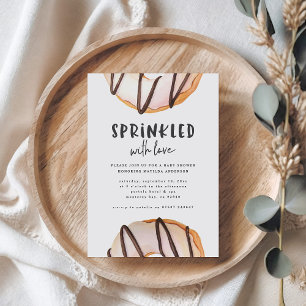 Sprinkled with love doughnut baby shower announcement