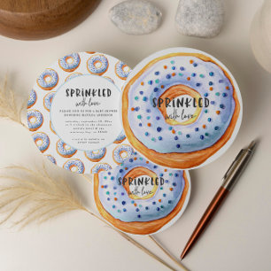 Sprinkled with love doughnut baby shower announcement