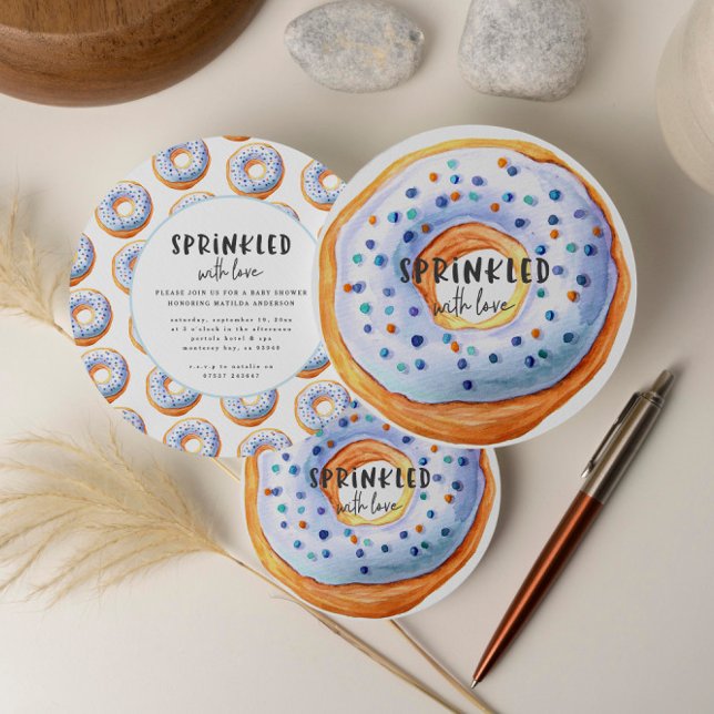 Sprinkled with love doughnut baby shower announcement (Creator Uploaded)