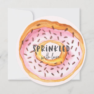 Sprinkled with love doughnut baby shower announcement