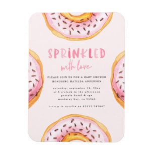 Sprinkled with love doughnut baby shower magnet