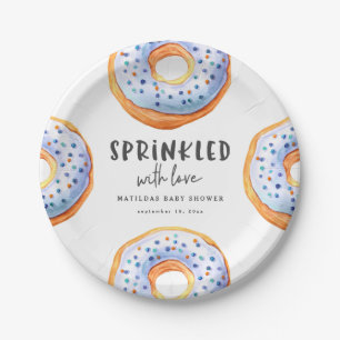 Sprinkled with love doughnut baby shower paper plate