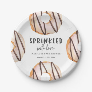 Sprinkled with love doughnut baby shower paper plate