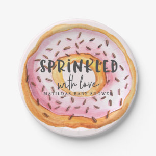 Sprinkled with love doughnut baby shower paper plate