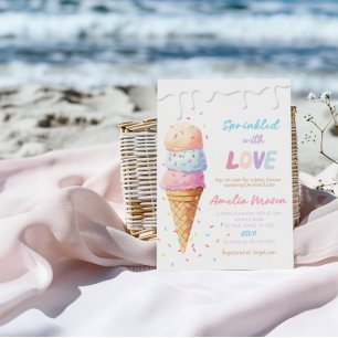Sprinkled with Love Ice Cream Baby Shower Party Invitation