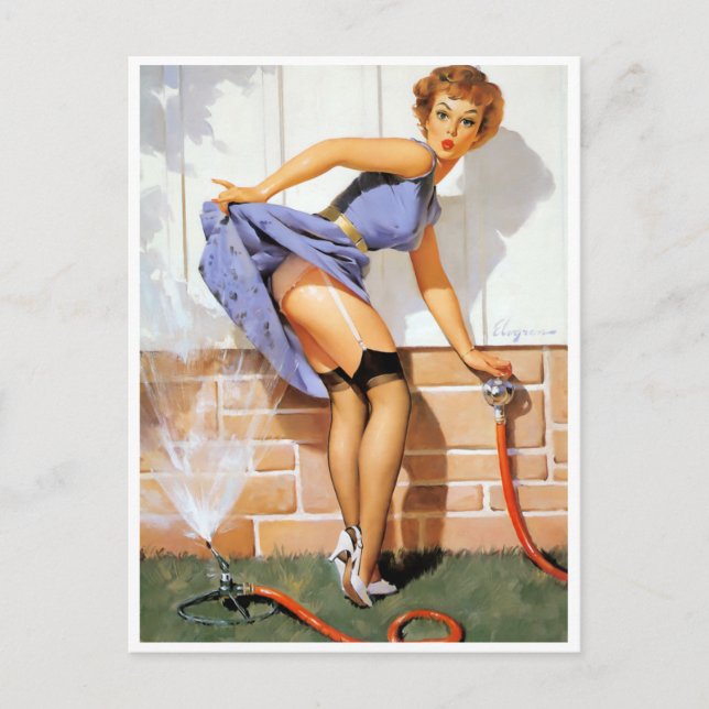 Sprinkler Pin Up Postcard (Front)