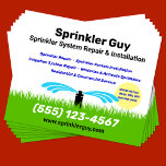 Sprinkler Repair and Installation Flyer<br><div class="desc">Simple vector logo in blue and green of lawn sprinkler spraying water on lawn enclosed in water drop outline.</div>