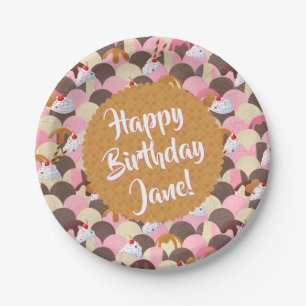 Sprinkles and Sundae Ice Cream Birthday Paper Plate