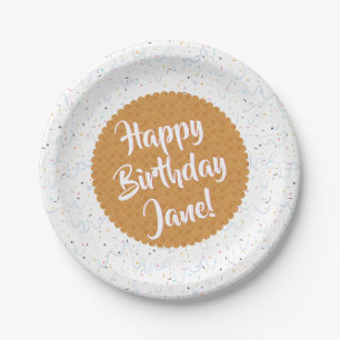 Sprinkles and White Ice Cream Birthday Paper Plate
