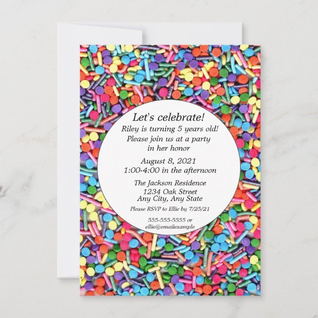 Sprinkles Birthday Party Customisable  Invitation (Front)